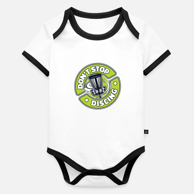 Don't Stop Discing Disc Golfer Frisbee Golf Baby Bio-Kurzarm-Kontrastbody