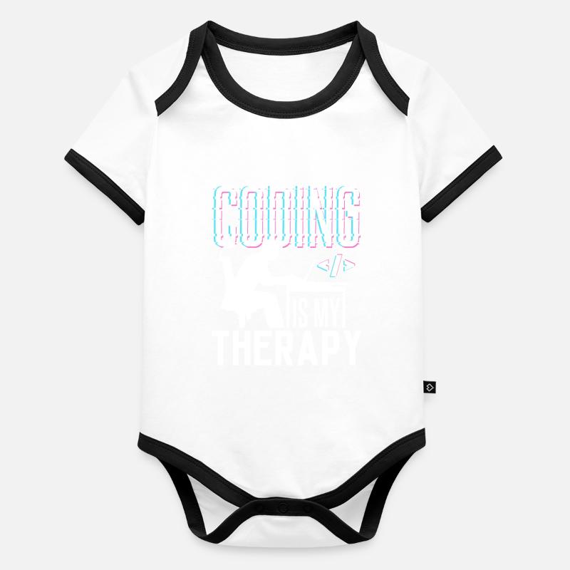 Programming is my therapy Code Coder Coding Organic Baby Contrasting Bodysuit