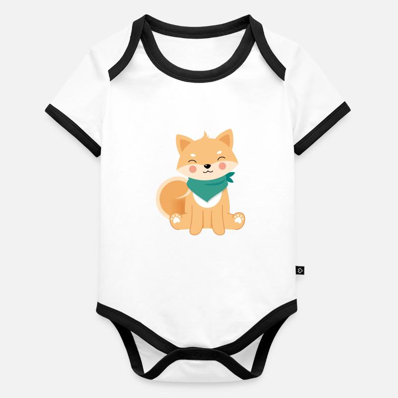 Shiba Inu Baby Bio-Kurzarm-Kontrastbody