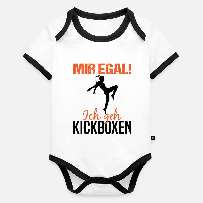 Kickboxerin Kickboxen Spruch Lustig Geschenk Damen Baby Bio-Kurzarm-Kontrastbody