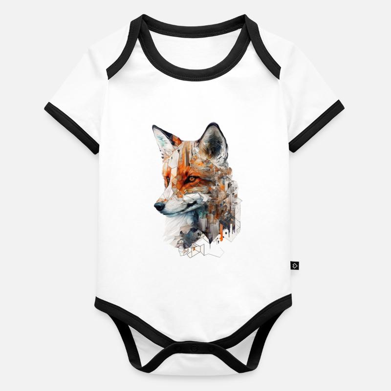 Fox Architecture Artwork Gift Idea Animal Organic Baby Contrasting Bodysuit