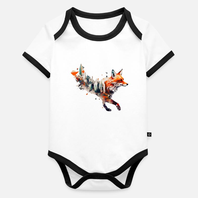 Fox Artwork Art Foxes Animals Gift Zoo Organic Baby Contrasting Bodysuit