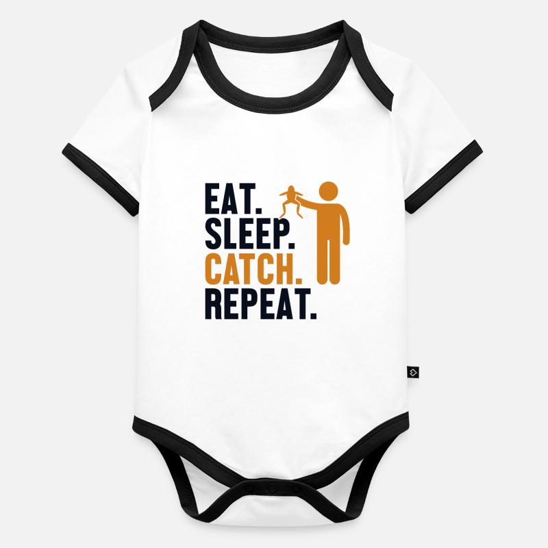 Eat Sleep Catch Repeat Tadpole Tree Frog Organic Baby Contrasting Bodysuit