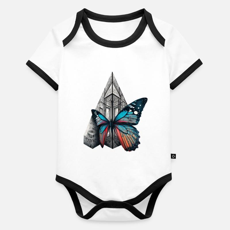 Schmetterling Kunst Tier Geschenk Tiermotiv Baby Bio-Kurzarm-Kontrastbody