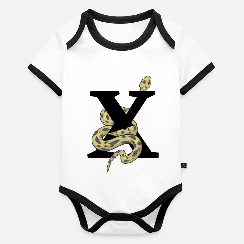 Letter x snake Organic Baby Contrasting Bodysuit
