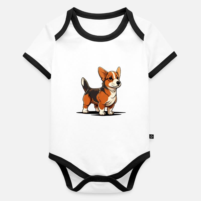 Hund im comic style Baby Bio-Kurzarm-Kontrastbody