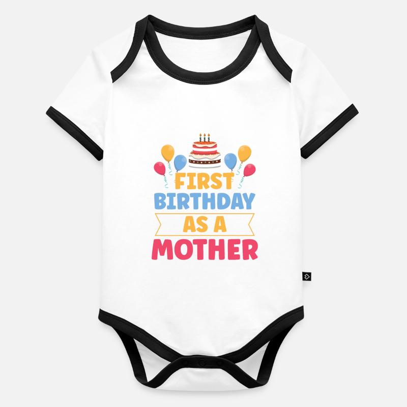 Mein Erster Geburtstag Als Mutter Humor Schwanger Baby Bio-Kurzarm-Kontrastbody