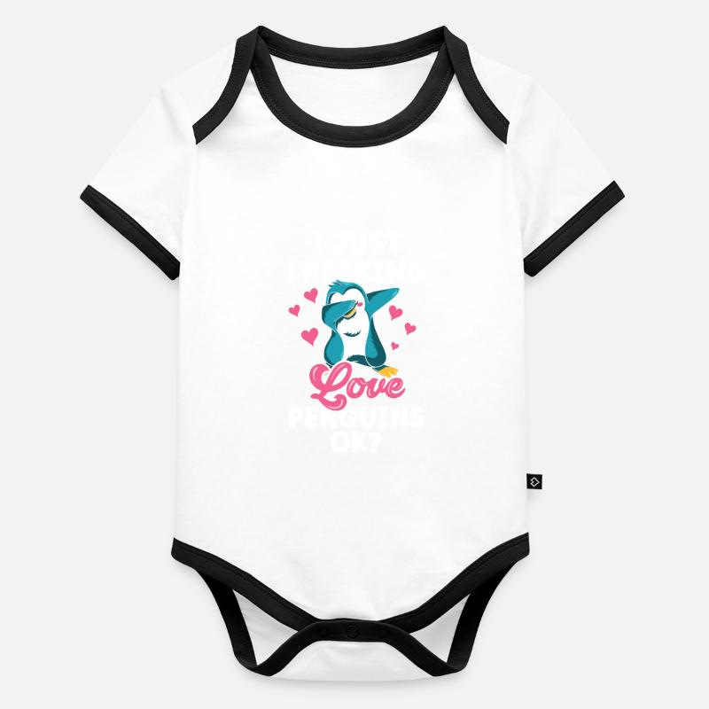 Ich Liebe Pinguine Einfach Ok Pinguin Tier Süß Baby Bio-Kurzarm-Kontrastbody
