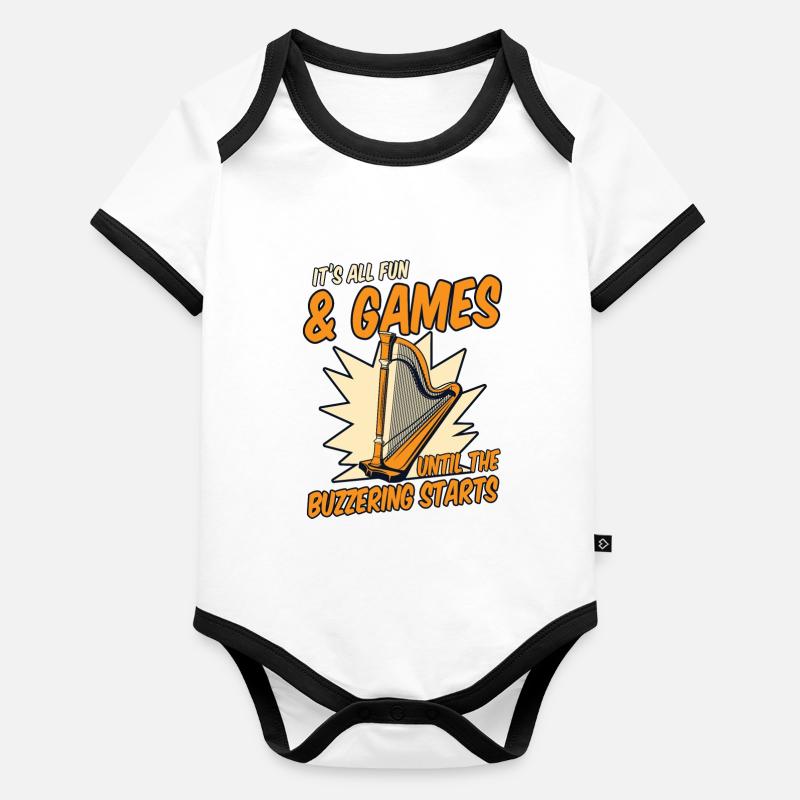 Until The Buzzering Starts Harp Music Harp Organic Baby Contrasting Bodysuit