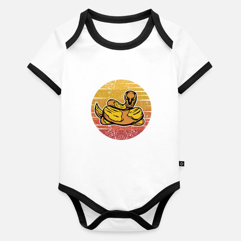Retro Python Snake Scale Creepers Banane Body Bébé bio contrasté manches courtes