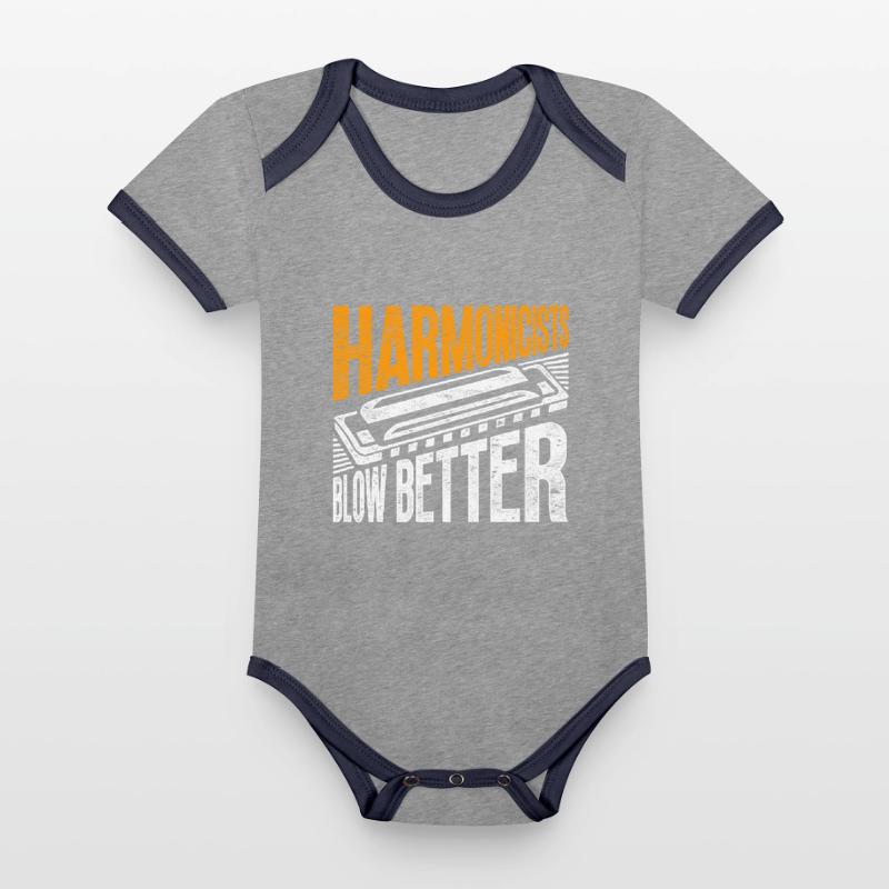 Harmonica harmonica player Organic Baby Contrasting Bodysuit