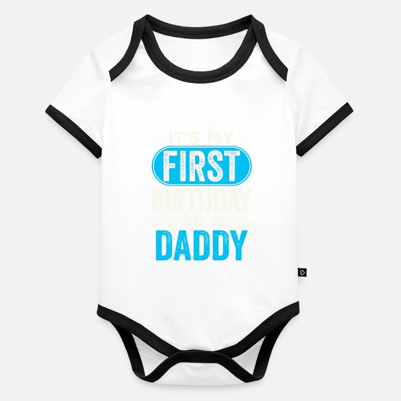 Mein Erster Geburtstag Als Papi Geburtstagsfeier Baby Bio-Kurzarm-Kontrastbody