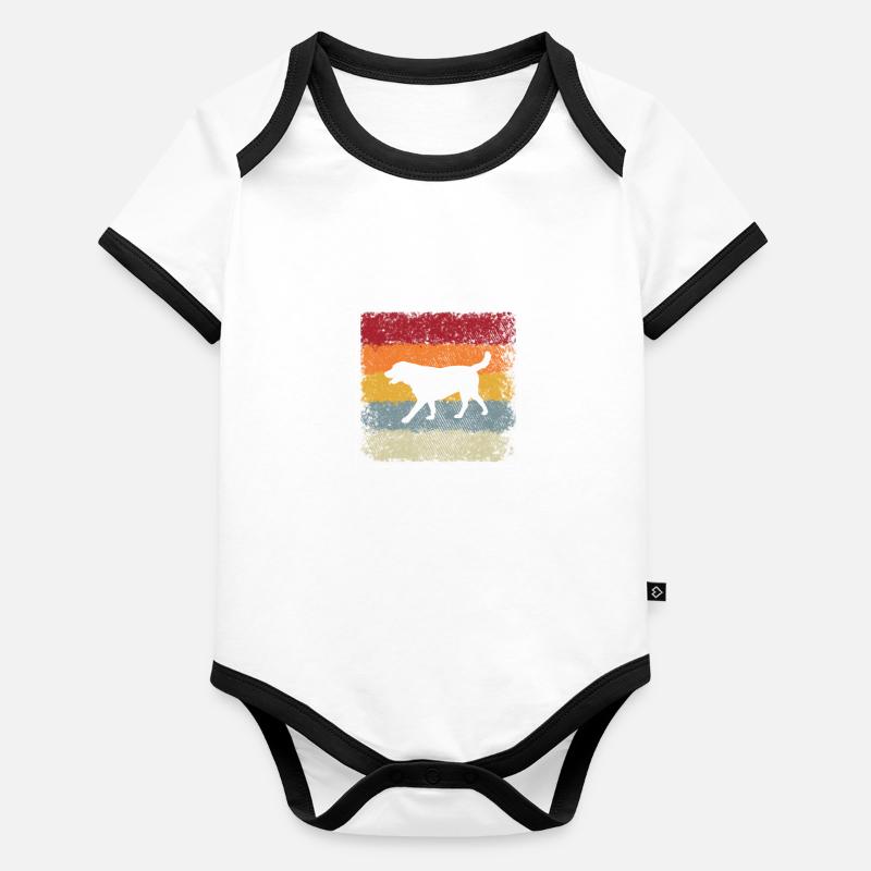 Hund Retro Baby Bio-Kurzarm-Kontrastbody