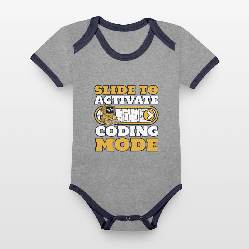 Slide To Activate Coding Mode Developer Coder Baby Bio-Kurzarm-Kontrastbody