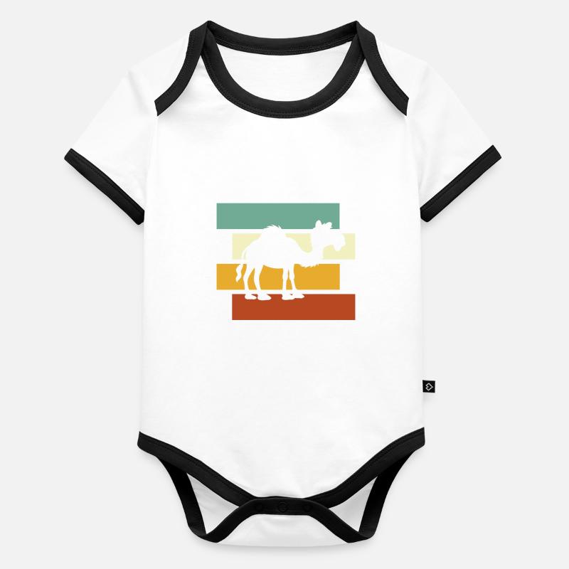 Camel Rétro Body Bébé bio contrasté manches courtes