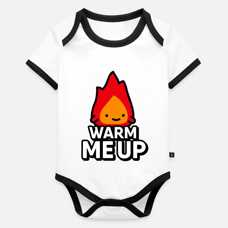 Cute Flame: Warm Me Up - Digital Drawing Organic Baby Contrasting Bodysuit