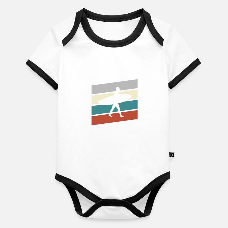 Surf Rétro Body Bébé bio contrasté manches courtes