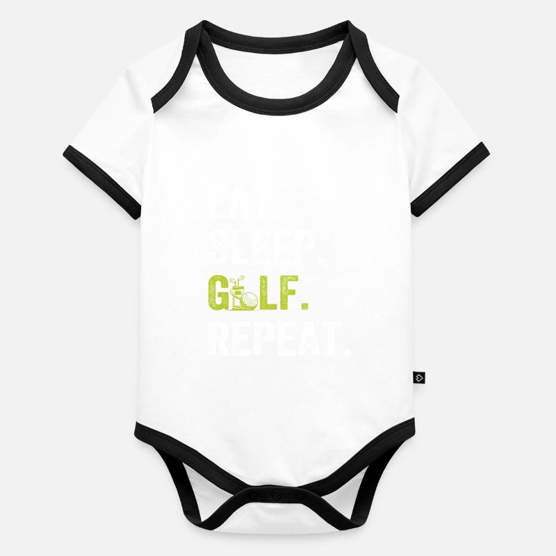 Manger dormir Golfing Repeat - Joueur de golf Golfing Gol Body Bébé bio contrasté manches courtes