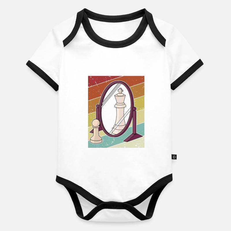 Retro Player Grandmaster Queen Professional Chess Organic Baby Contrasting Bodysuit