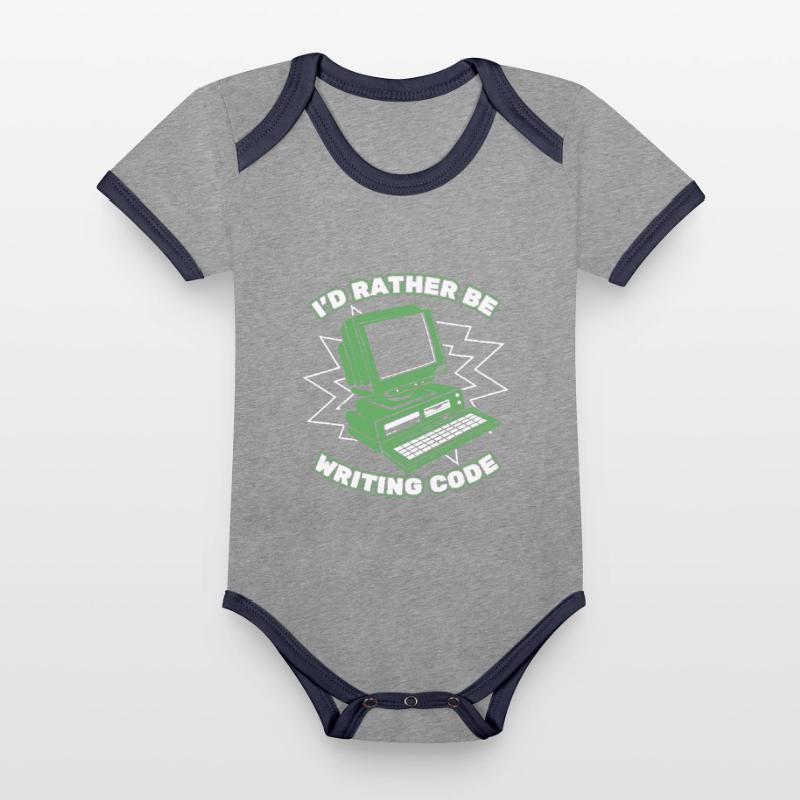 I'd Rather Be Writing Code Developer Coder Baby Bio-Kurzarm-Kontrastbody