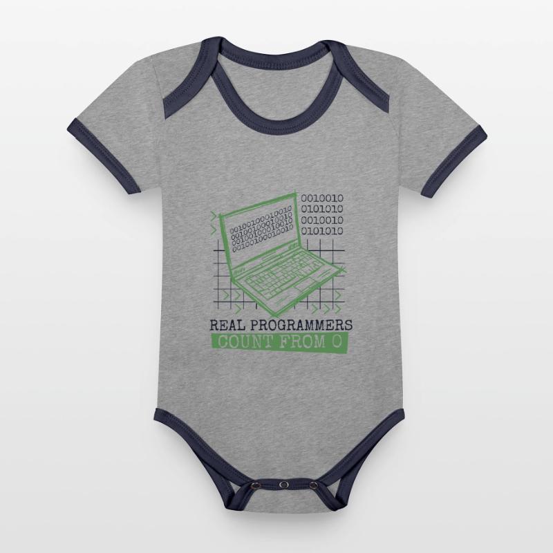 Real Programmers Count From 0 Developer Coder Baby Bio-Kurzarm-Kontrastbody