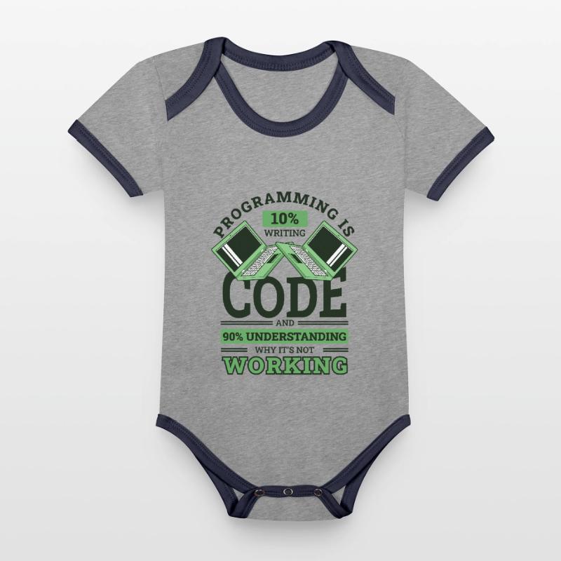 Programming 10% Writing 90% Not Working Coder Baby Bio-Kurzarm-Kontrastbody