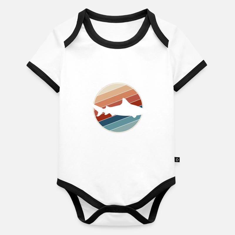 Requin rétro Body Bébé bio contrasté manches courtes