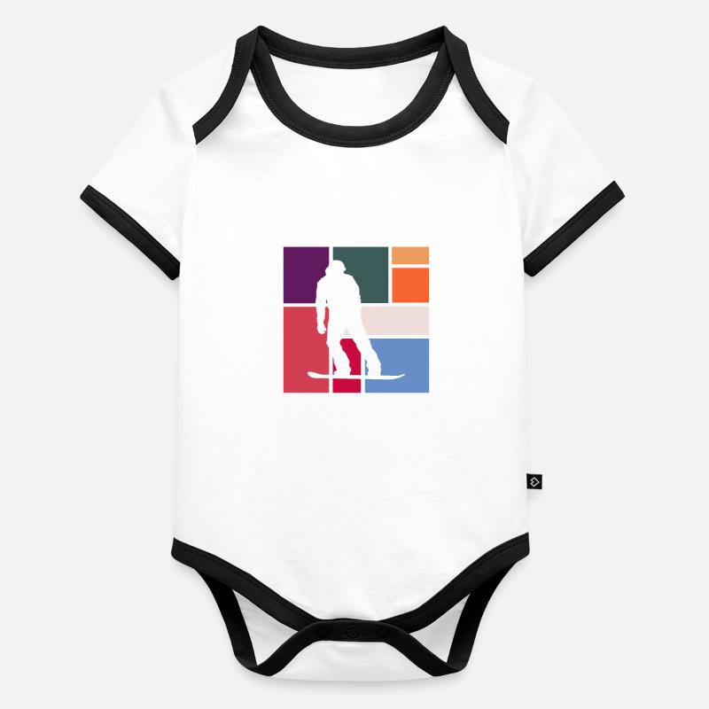 Snowboarding Baby Bio-Kurzarm-Kontrastbody