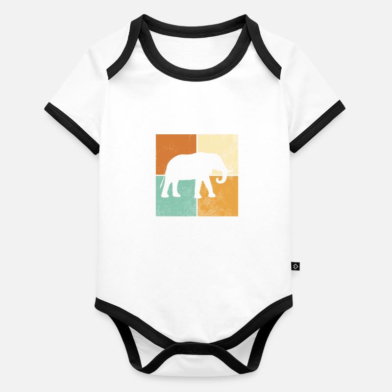 Éléphant Body Bébé bio contrasté manches courtes