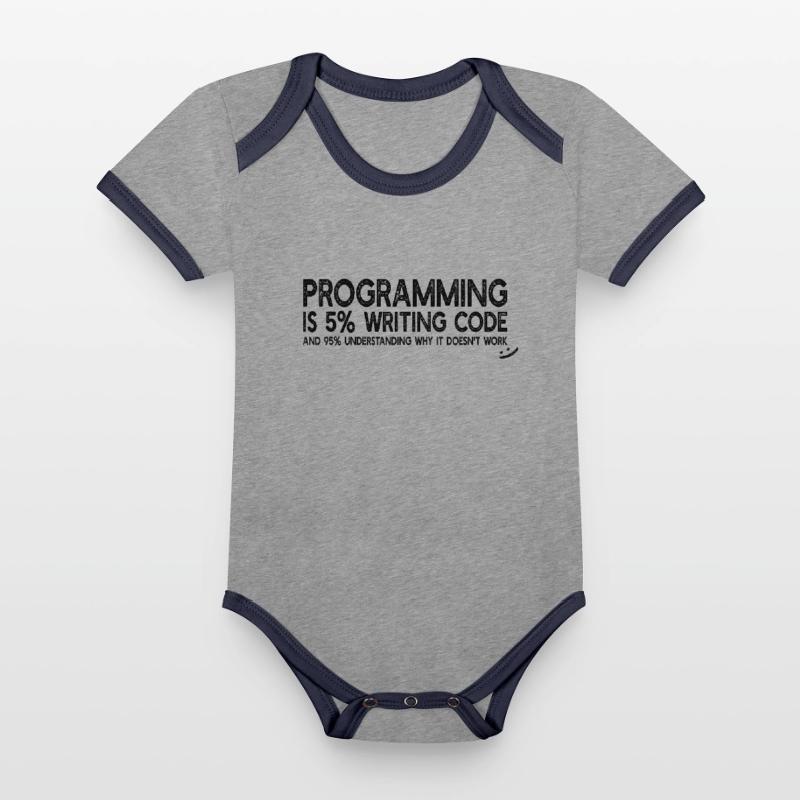 Programming is 5% writing code - Computer Coding Baby Bio-Kurzarm-Kontrastbody