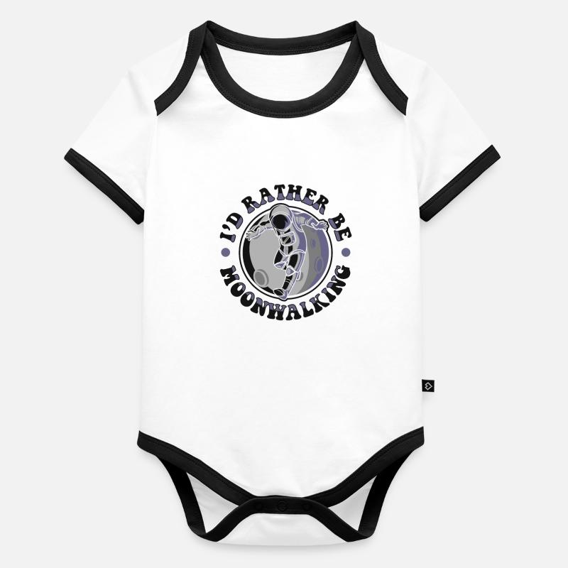 I'd Rather Be Moonwalking Cosmonaut Spaceship Organic Baby Contrasting Bodysuit