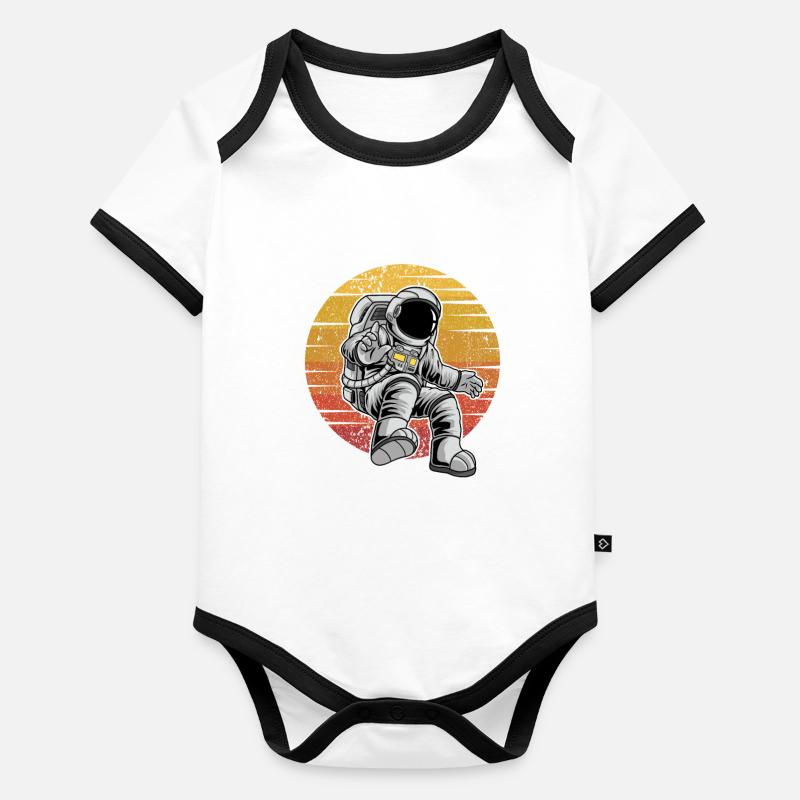 Cosmonaute Rétro Vaisseau Spatial Taikonaut Spaceman Body Bébé bio contrasté manches courtes