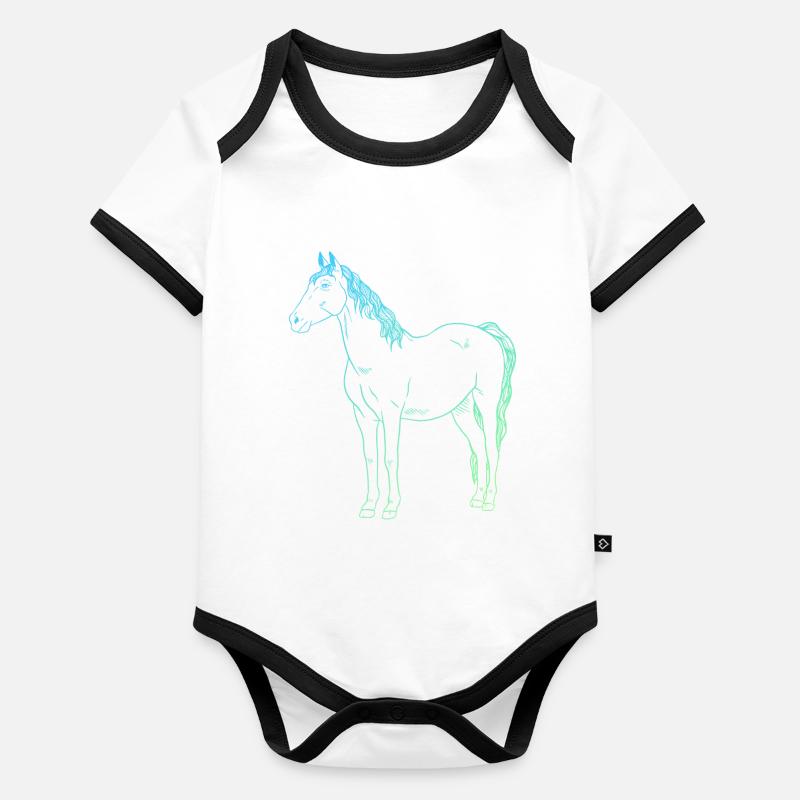 Minimalistisches Pferde Design Geschenk Baby Bio-Kurzarm-Kontrastbody