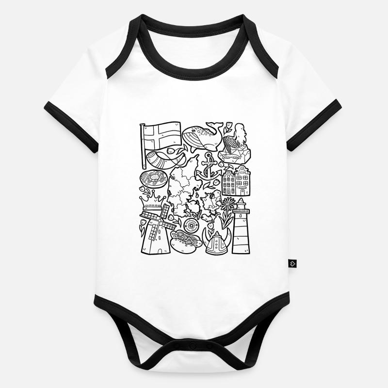 Danemark Body Bébé bio contrasté manches courtes