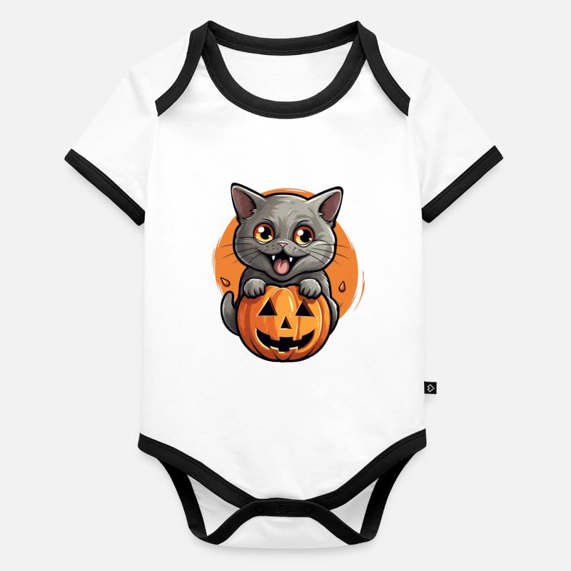 Halloween Cat Organic Baby Contrasting Bodysuit