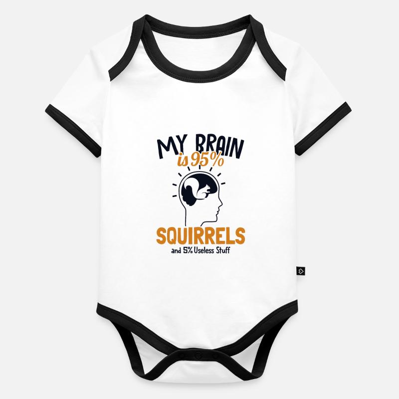 My Brain is 95% Squirrels Grey Squirrel Squirrel Organic Baby Contrasting Bodysuit