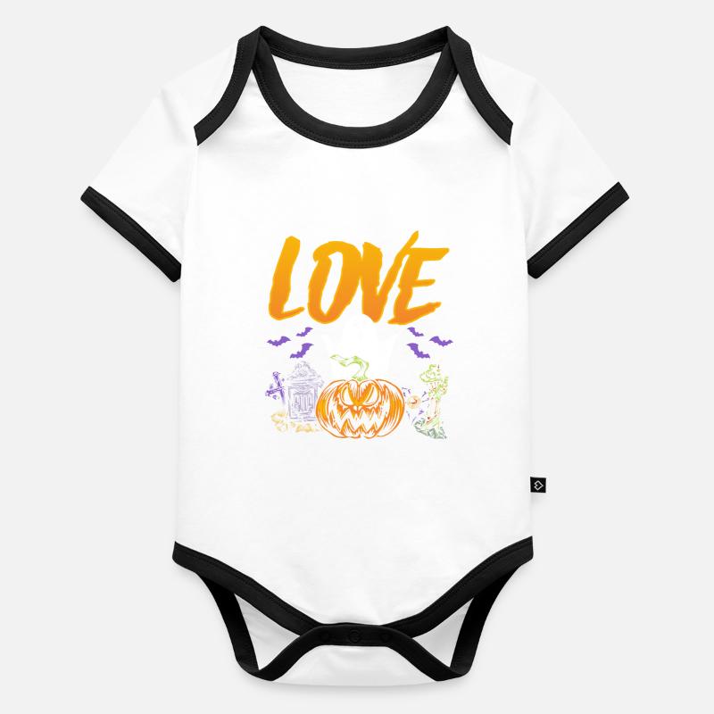 Halloween Ghost Pumpkin - LOVE Halloween Baby Bio-Kurzarm-Kontrastbody