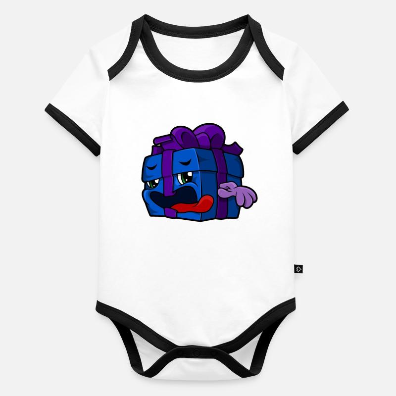 Dessin animé de cadeau de Noël Body Bébé bio contrasté manches courtes