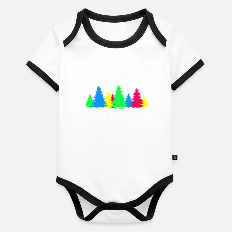 Buntes Tannenwald Glowly Night Kunst Baby Bio-Kurzarm-Kontrastbody