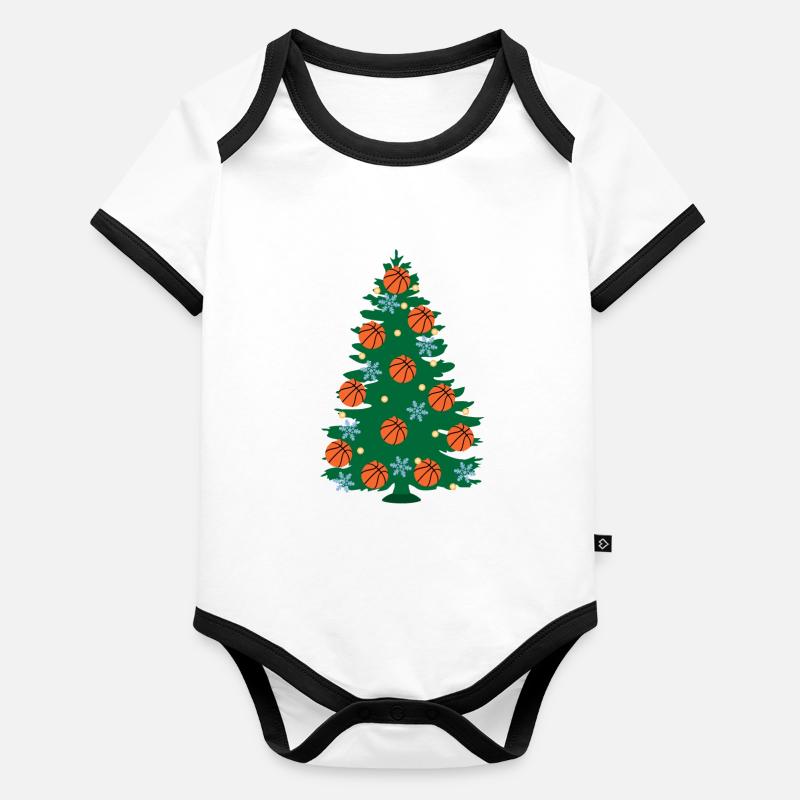 Basketball Christmas Tree Basket Hunter Fest Organic Baby Contrasting Bodysuit