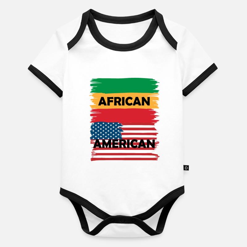 Fier Afro-Américain. Illustrations de drapeaux Body Bébé bio contrasté manches courtes