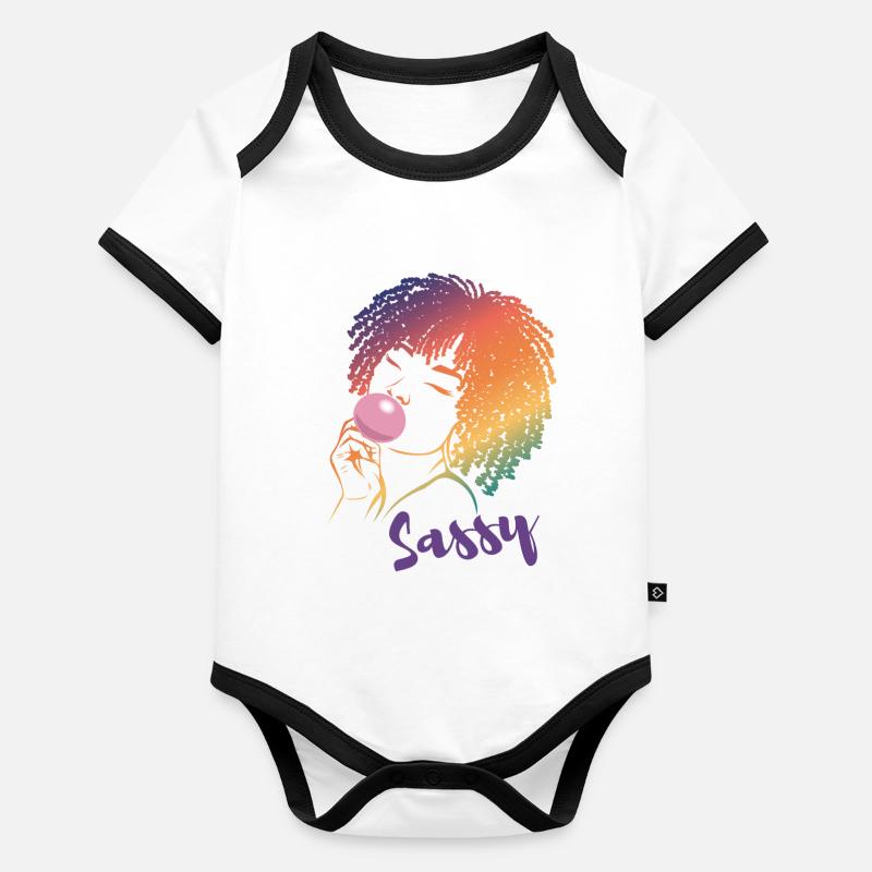 Sassy Chic with Afro Charm Organic Baby Contrasting Bodysuit
