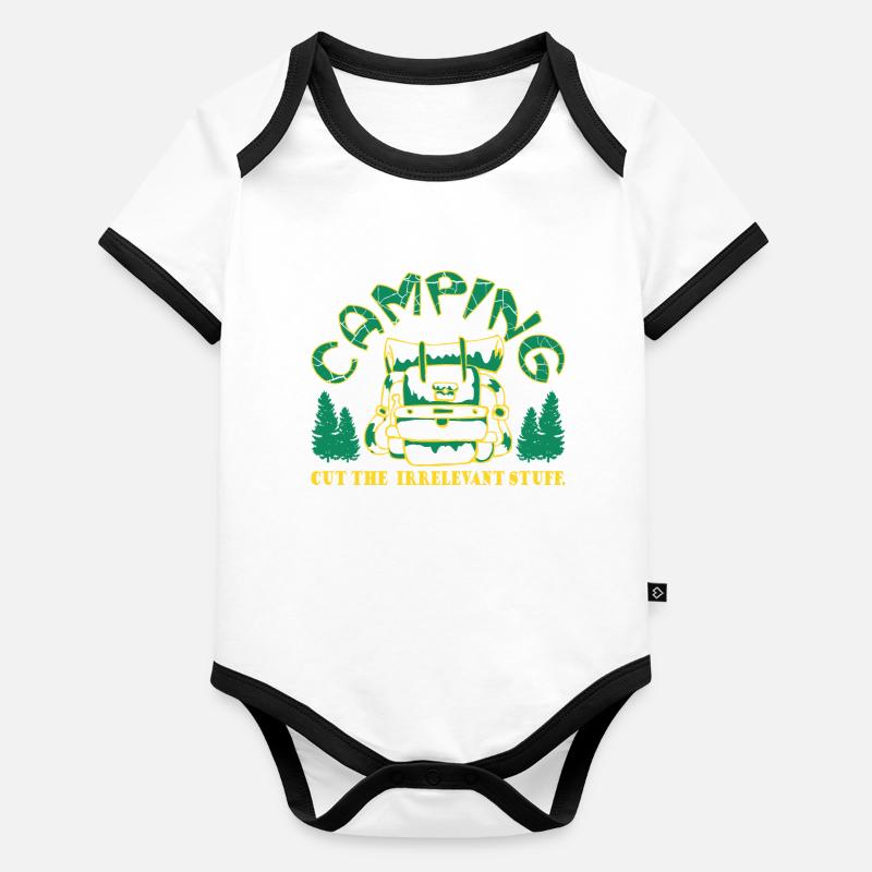 Camping. Coupez les choses non pertinentes. Body Bébé bio contrasté manches courtes
