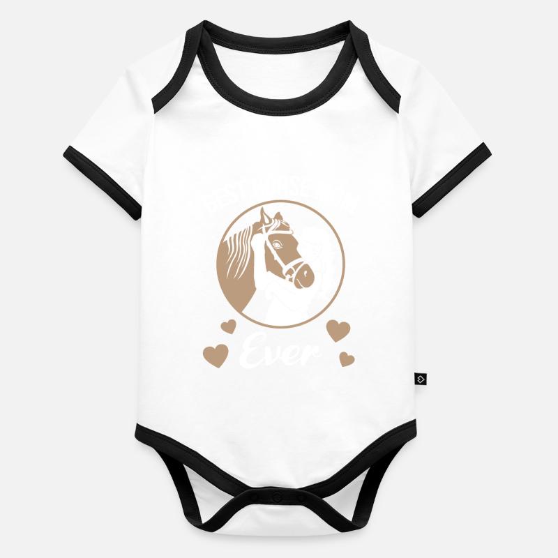 Maman cheval de l’année aimant Body Bébé bio contrasté manches courtes