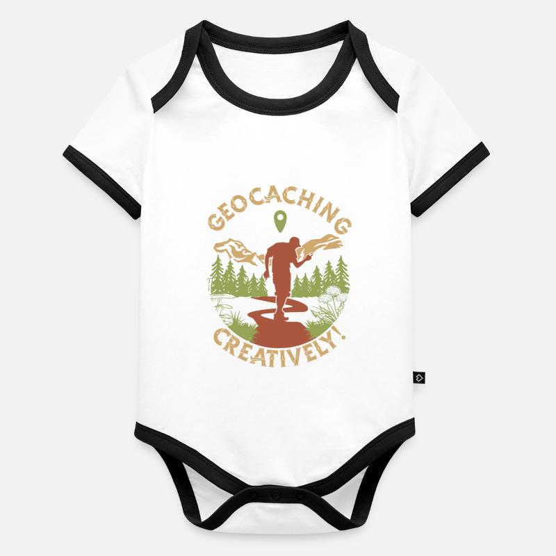 Perdu? Non, il s’agit simplement de géocaching de manière créative ! Body Bébé bio contrasté manches courtes