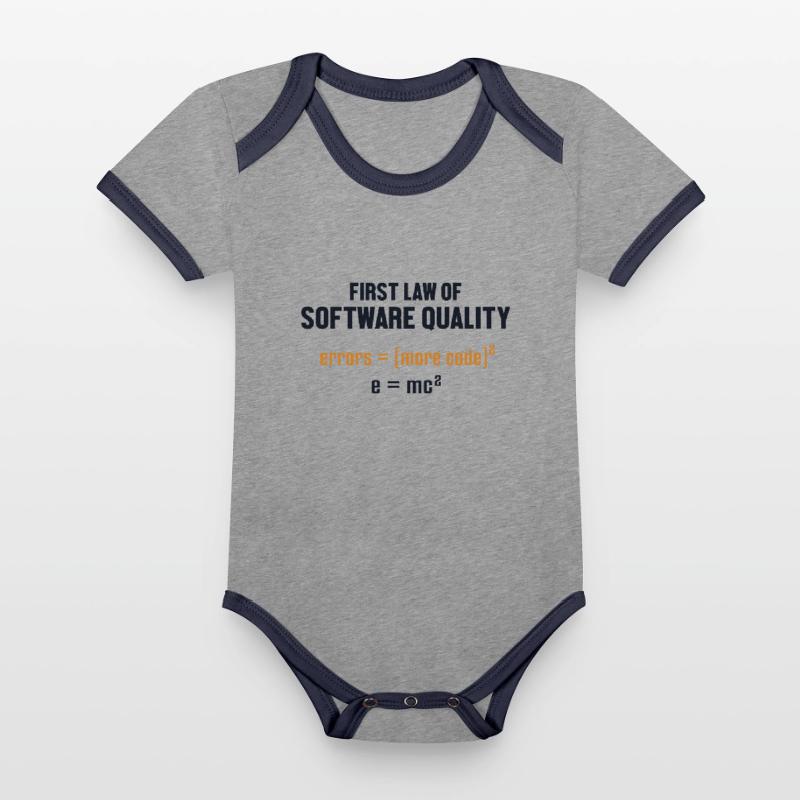 First Law of Software Quality Developer Coder Baby Bio-Kurzarm-Kontrastbody