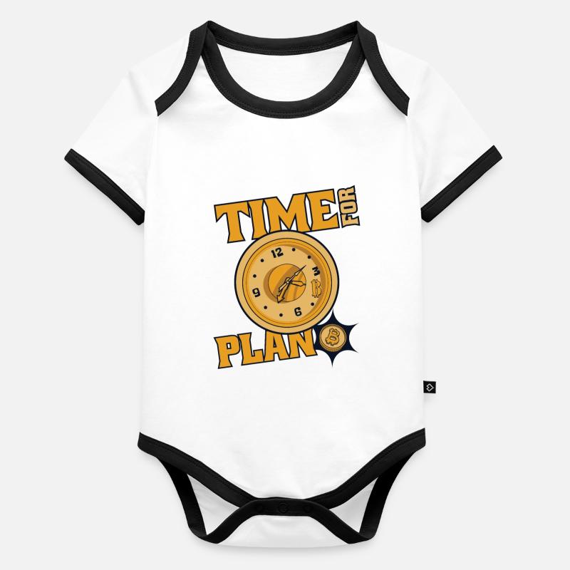 Time For Plan Bitcoin Kryptowährung Blockchain Baby Bio-Kurzarm-Kontrastbody