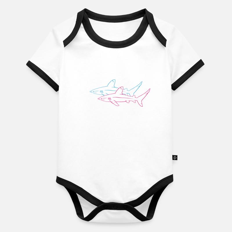 Requins Néon Duo Majesté Océan Body Bébé bio contrasté manches courtes
