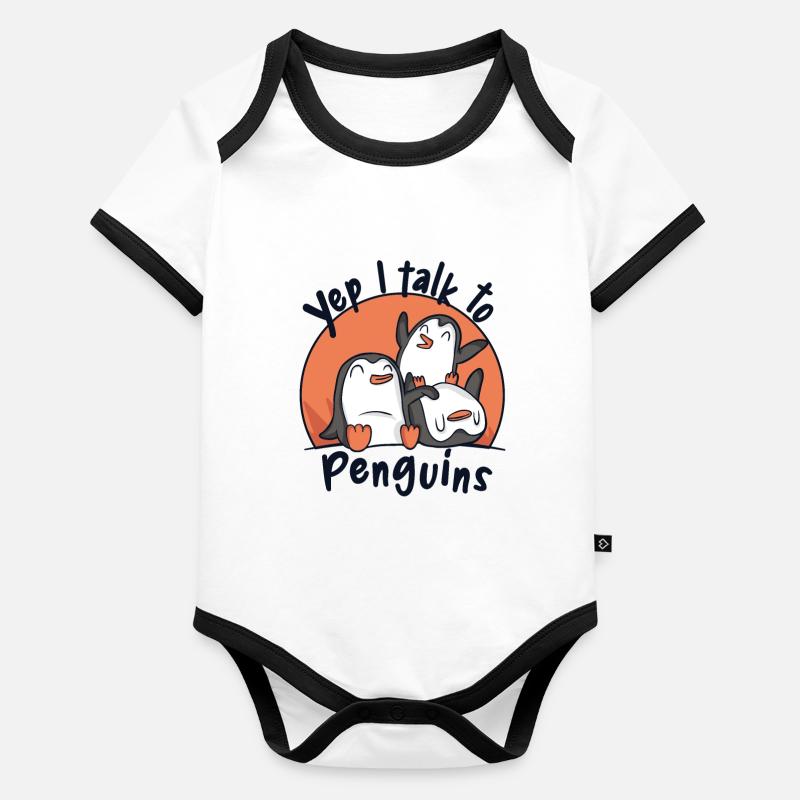 I Talk To Penguins Seabird King Penguin Organic Baby Contrasting Bodysuit