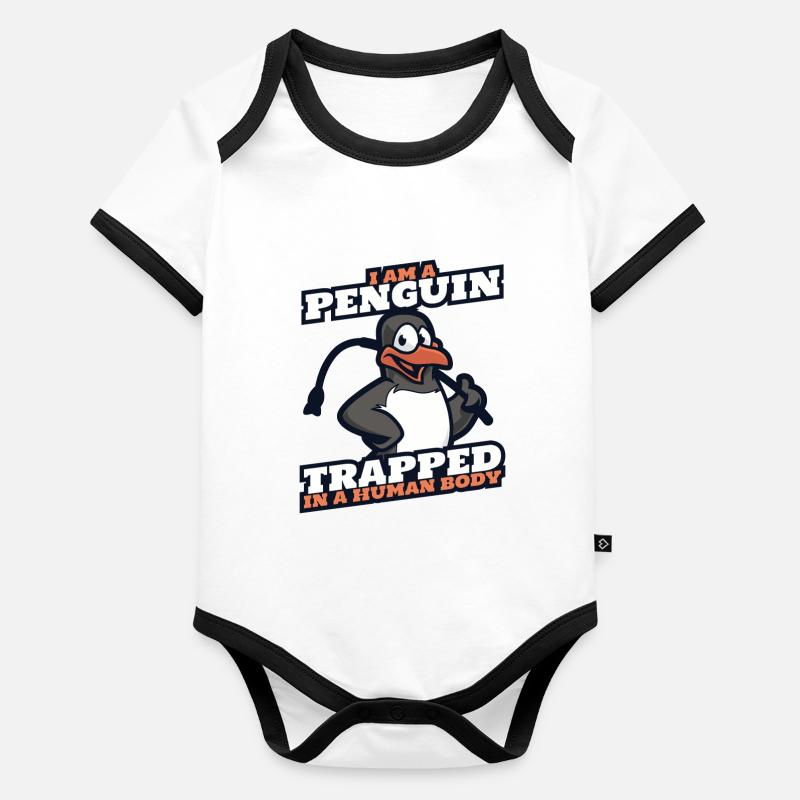 Je suis un pingouin piégé dans un corps humain Body Bébé bio contrasté manches courtes